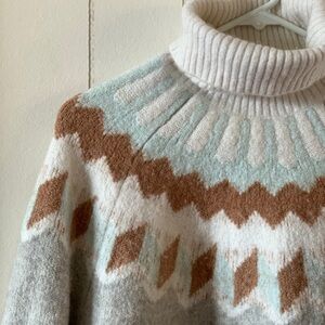 J CREW Fair Isle Turtleneck Sweater in Supersoft Yarn